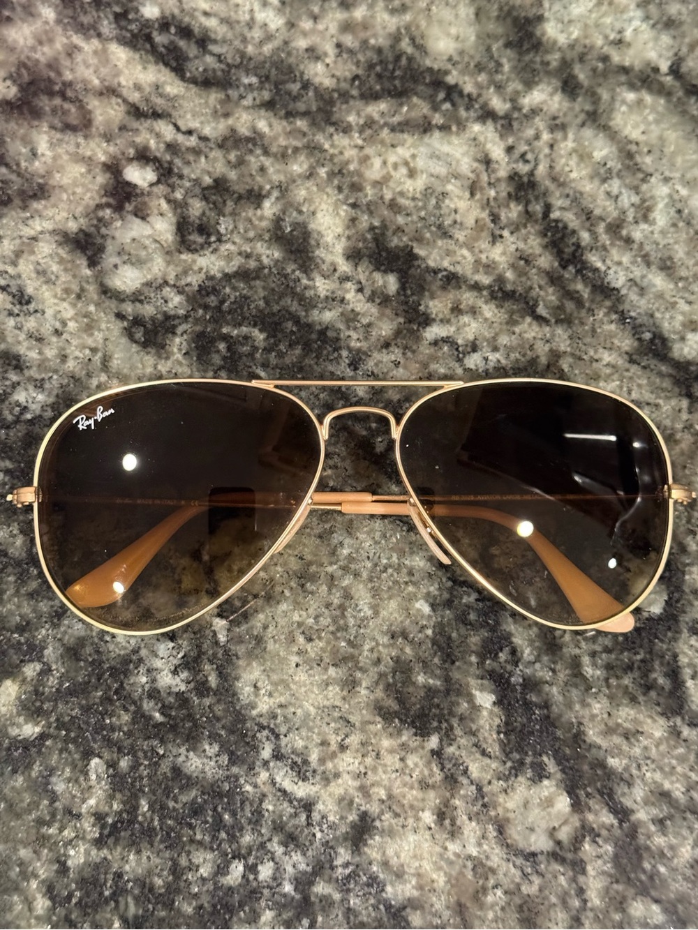 Ray-Ban Gold Aviator Sunglasses with Brown Lenses - 58mm